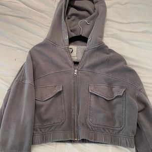 Urban outfitters purple cropped zipper hoodie
